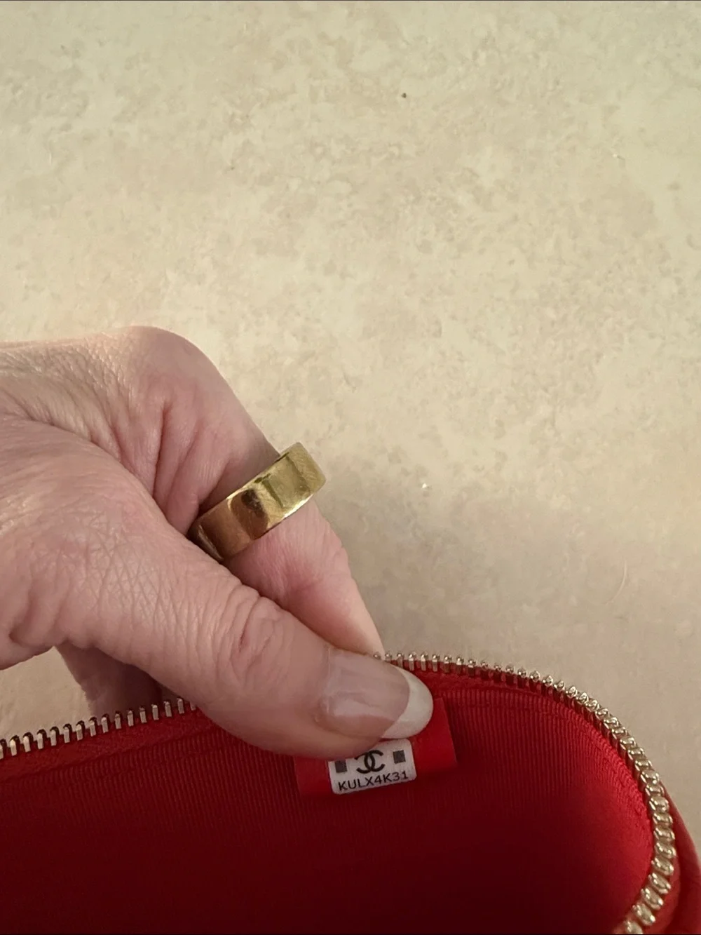 CHANEL Red Quilted slim Vanity-Style Shoulder Bag with detachable chain strap
